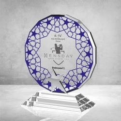 Mavi Camlı Kristal Plaket